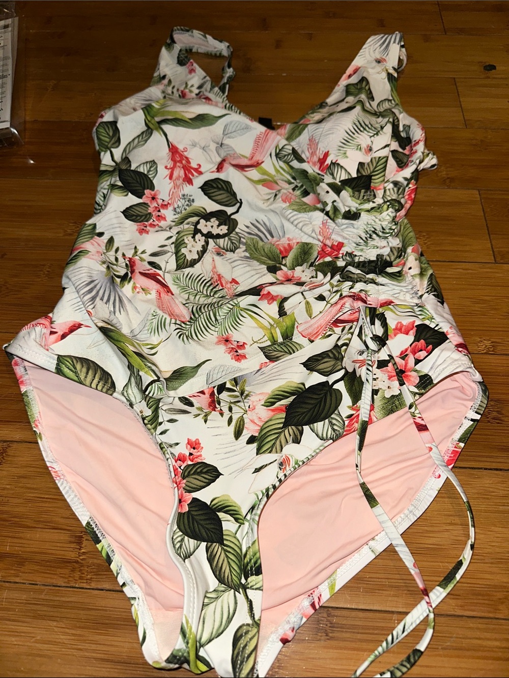 Floral One-Piece women's ' Swimsuit in White with Pink & Green by niptuck